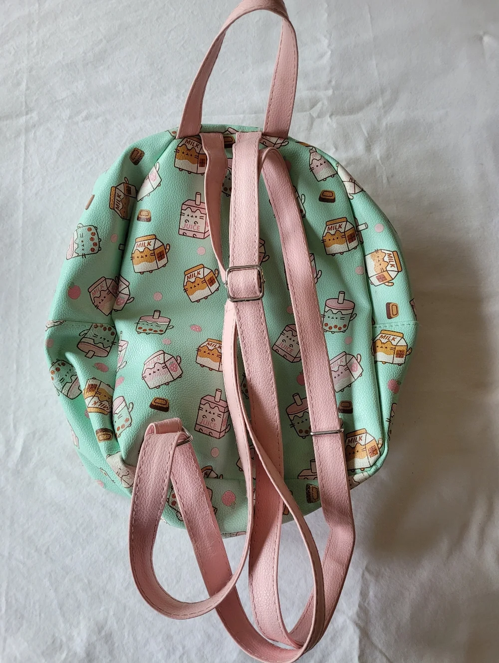 Pusheen The Cat Milk Cartoon Mint and Pink Mini Backpack .